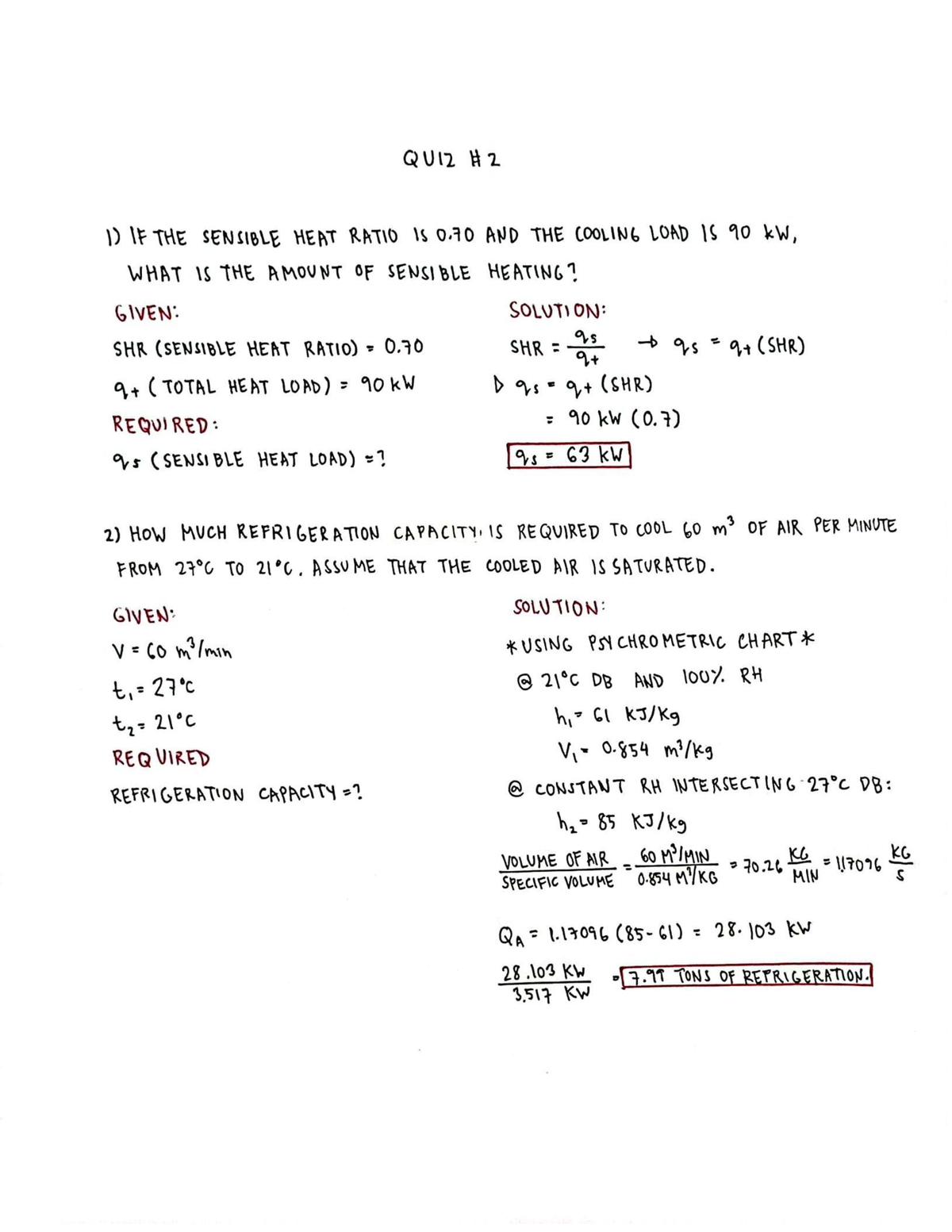 HVAC-QUIZ#2 - Quiz - Mechanical Engineering - Studocu