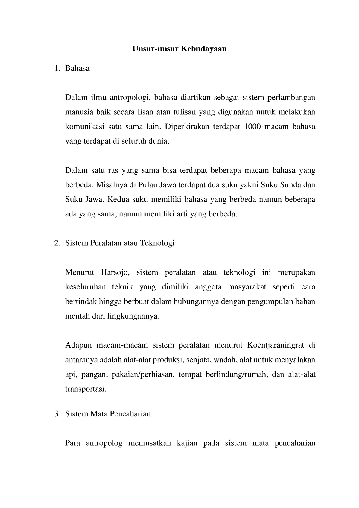 Unsur Kebudayaan - Unsur-unsur Kebudayaan Bahasa Dalam Ilmu Antropologi ...