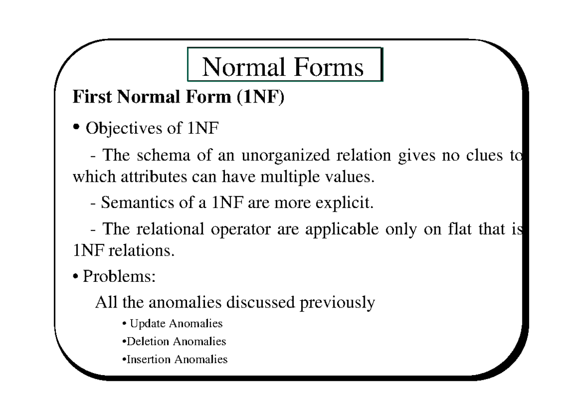 Chapter 05-1 - computer scince - Normal Forms First Normal Form (1NF ...