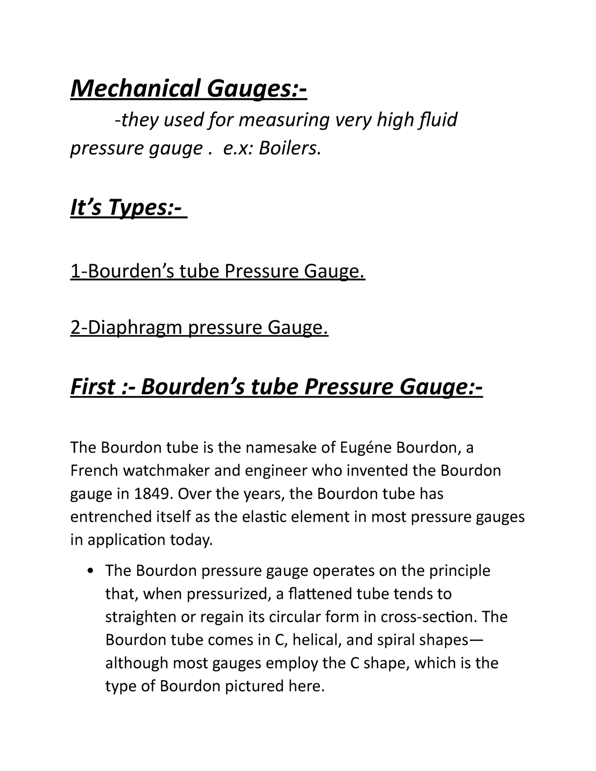 types of mechanical gauges