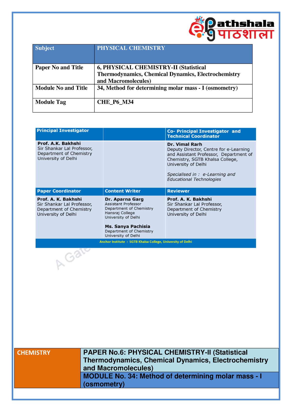 1515650950 CHE P6 M34 Etext - CHEMISTRY PAPER No: PHYSICAL CHEMISTRY-II ...