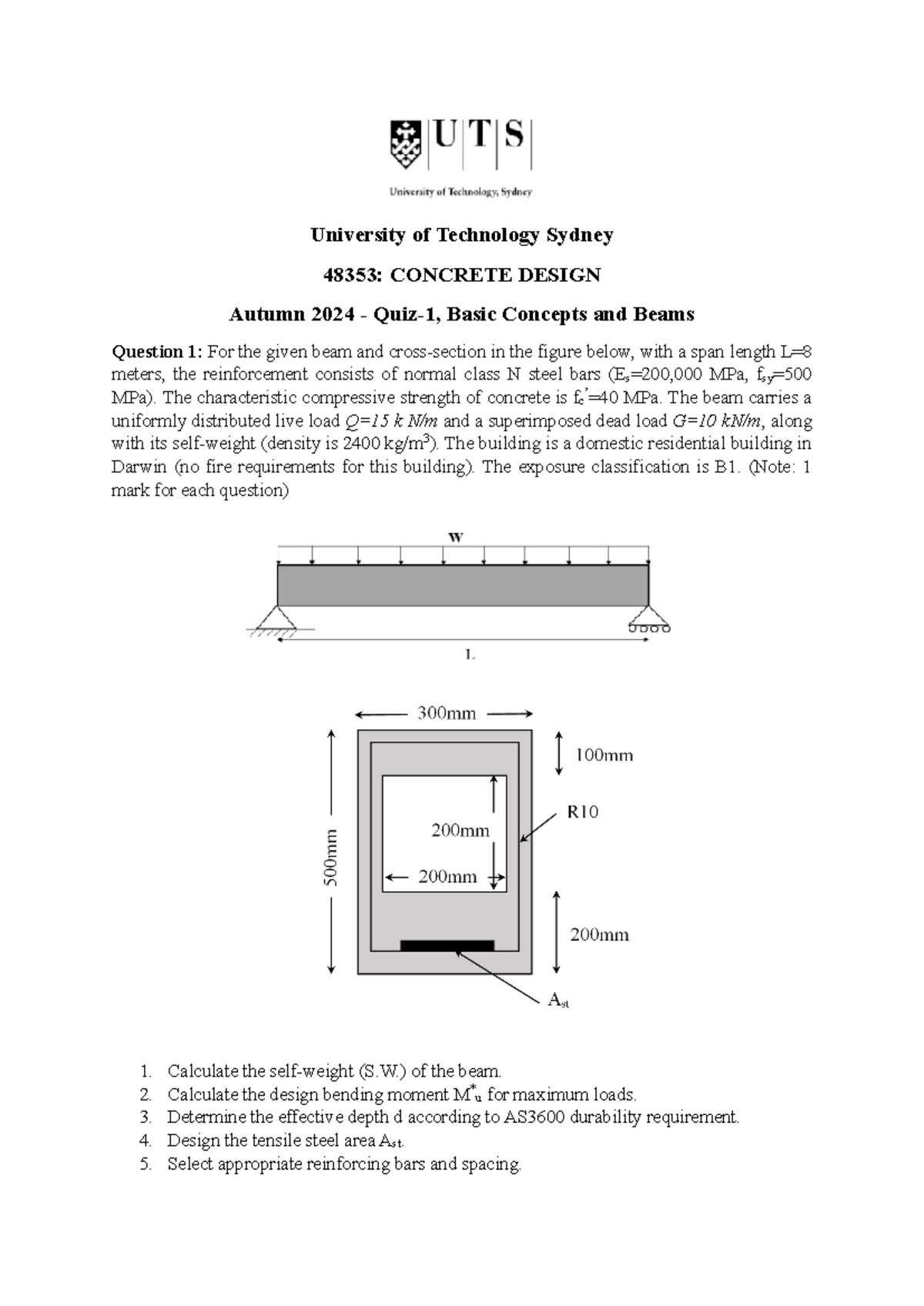 Quiz 1- 48353 Autumn 2024 - University Of Technology Sydney 48353 ...