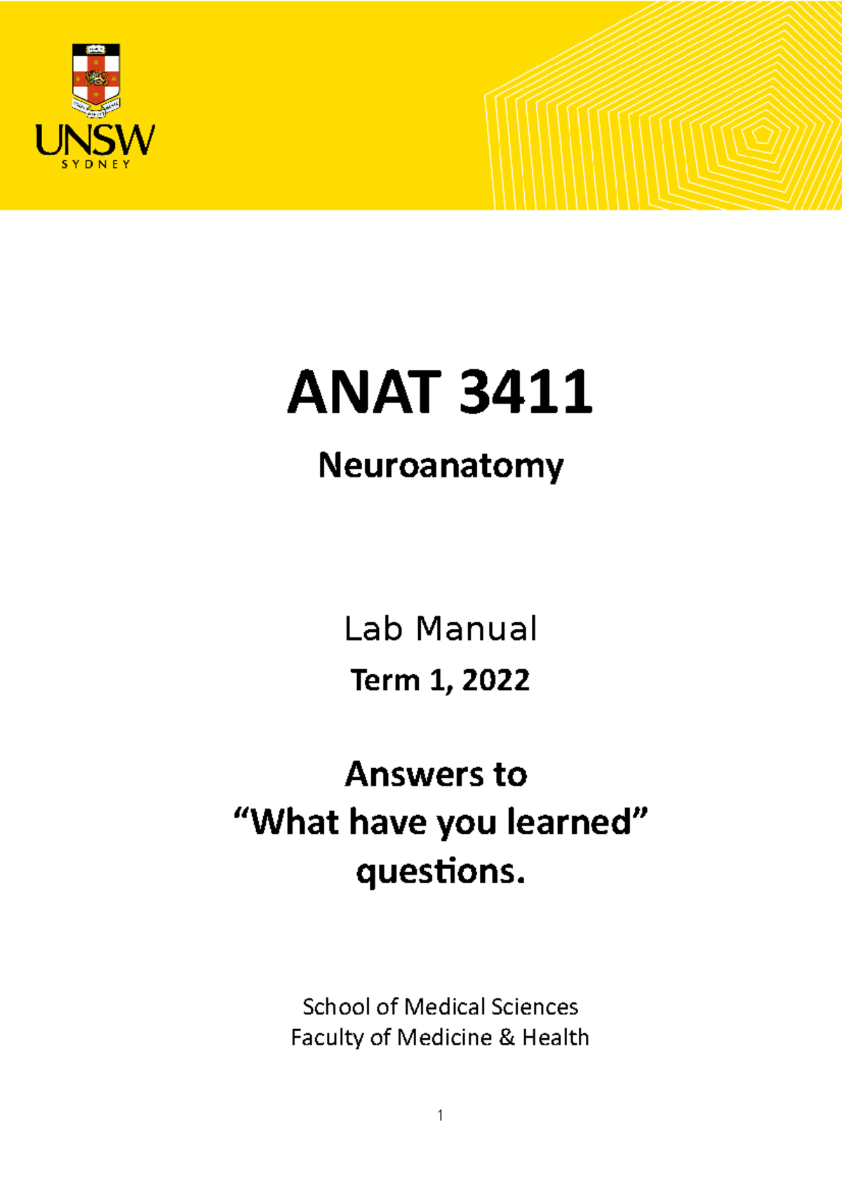 Lab manual Answers to Questions ANAT3411 2022 W7 ANAT 3411