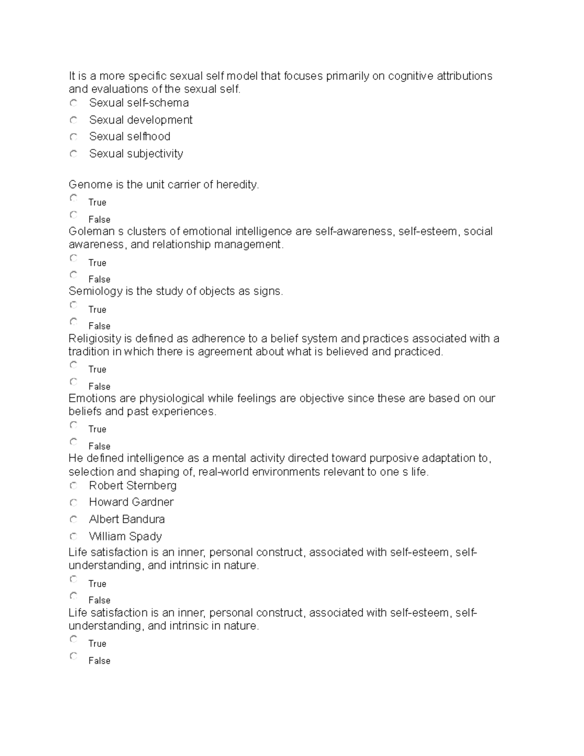 Ged101 Quiz - Understanding The Self Quiz 1 - It Is A More Specific 