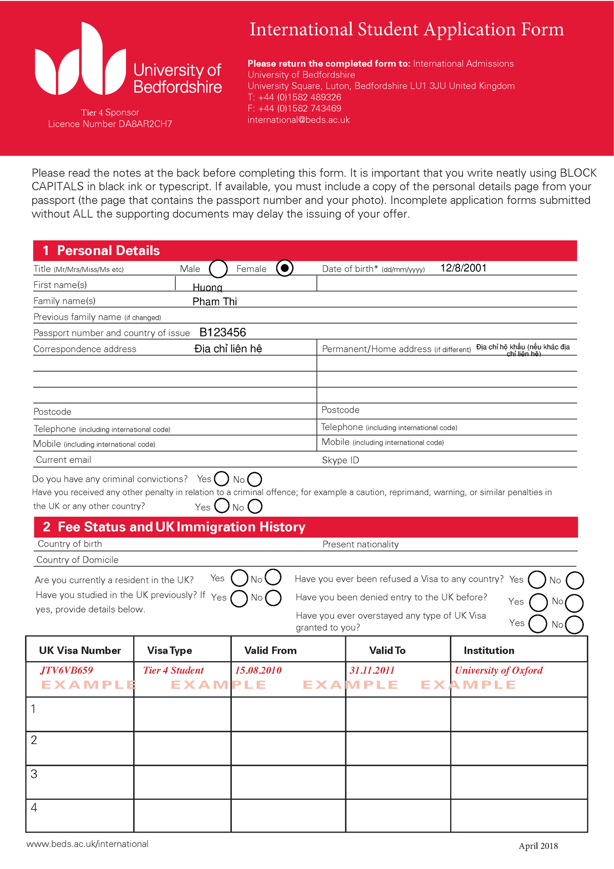 Application form- Uo B- tại FTU- sample - beds.ac/international April ...