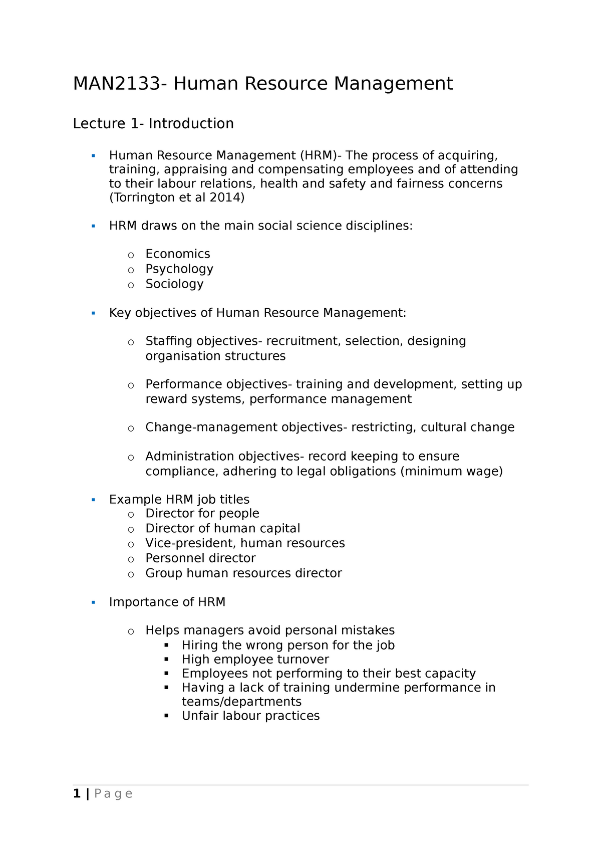 term paper on human resource management pdf