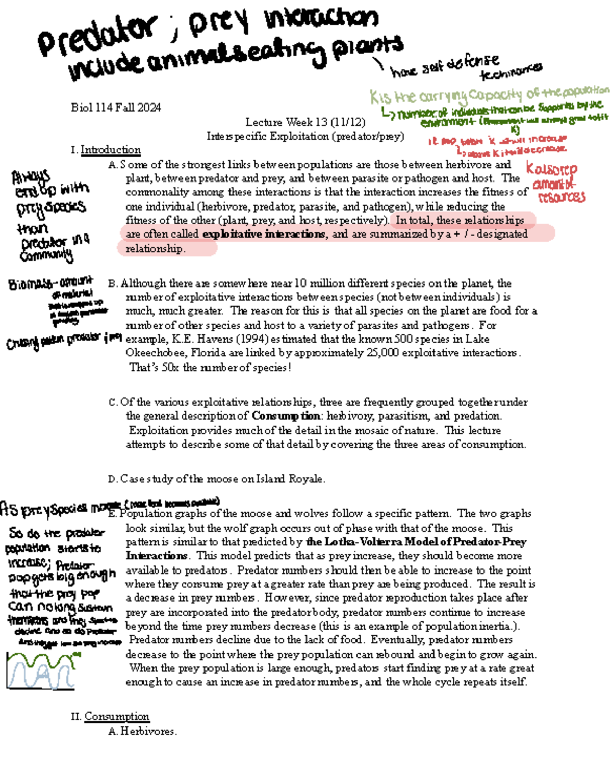 Bio 114 Nov 5 2 - in class notes - Biol 114 Fall 2024 Lecture Week 1 3 ...
