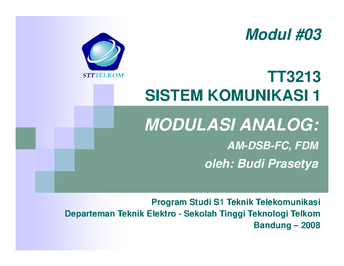 Modul 03 Siskom 1 AM - Lecture notes about communication system - Modul ...