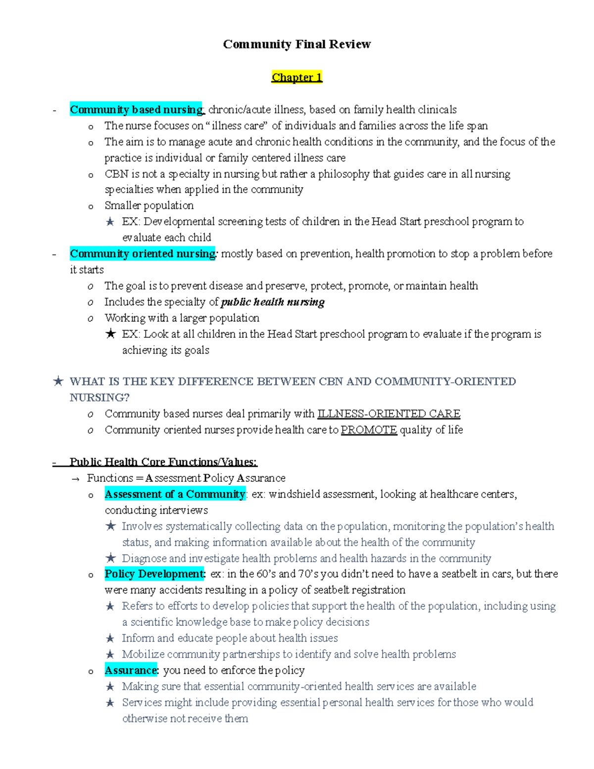 Community Final Review - Community Final Review Chapter 1 Community ...