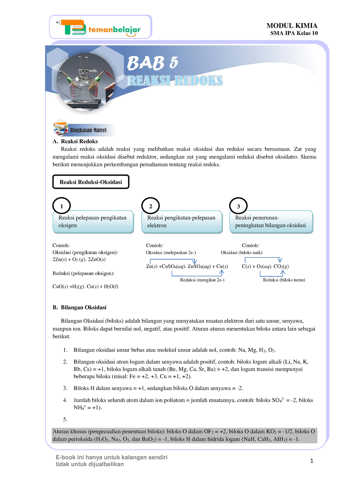 Kimia 10 5 Reaksi Redoks - SMA IPA Kelas 10 E-book Ini Hanya Untuk ...