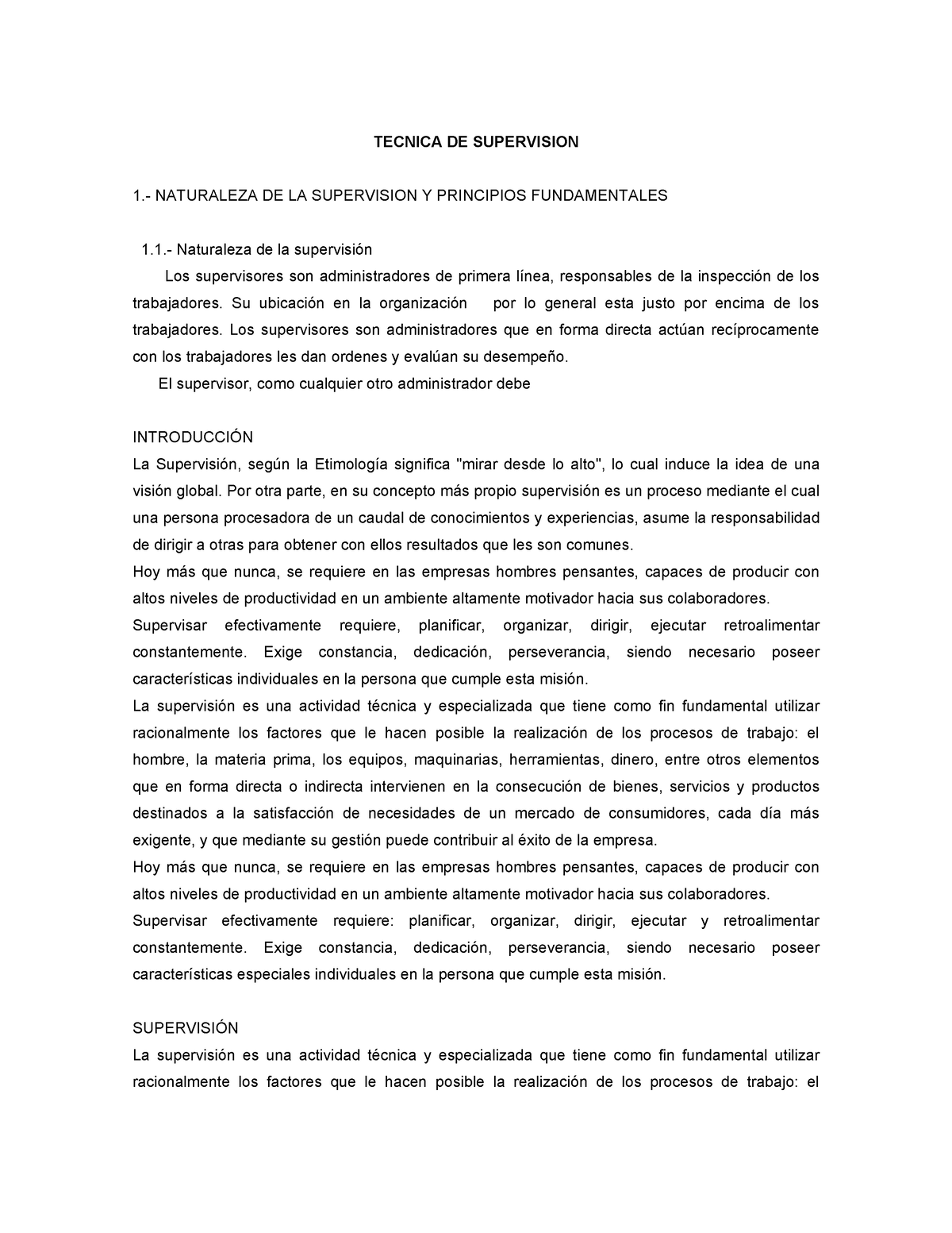 54547172 Tecnica De Supervision Tecnica De Supervision 1 Naturaleza De La Supervision Y 1603