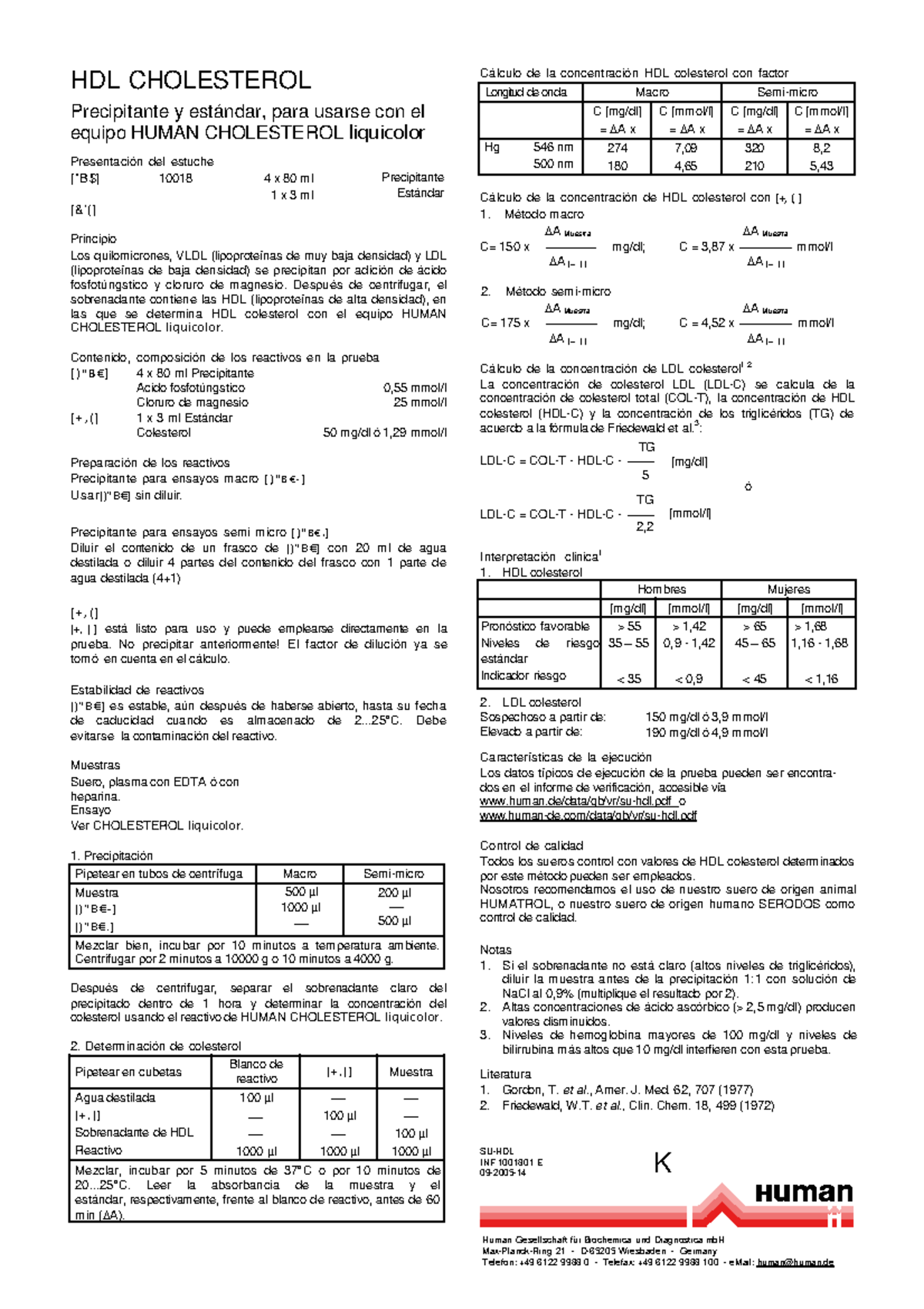 Hdl-cholesterol precipitante - Human Gesellschaft für Biochemica und ...