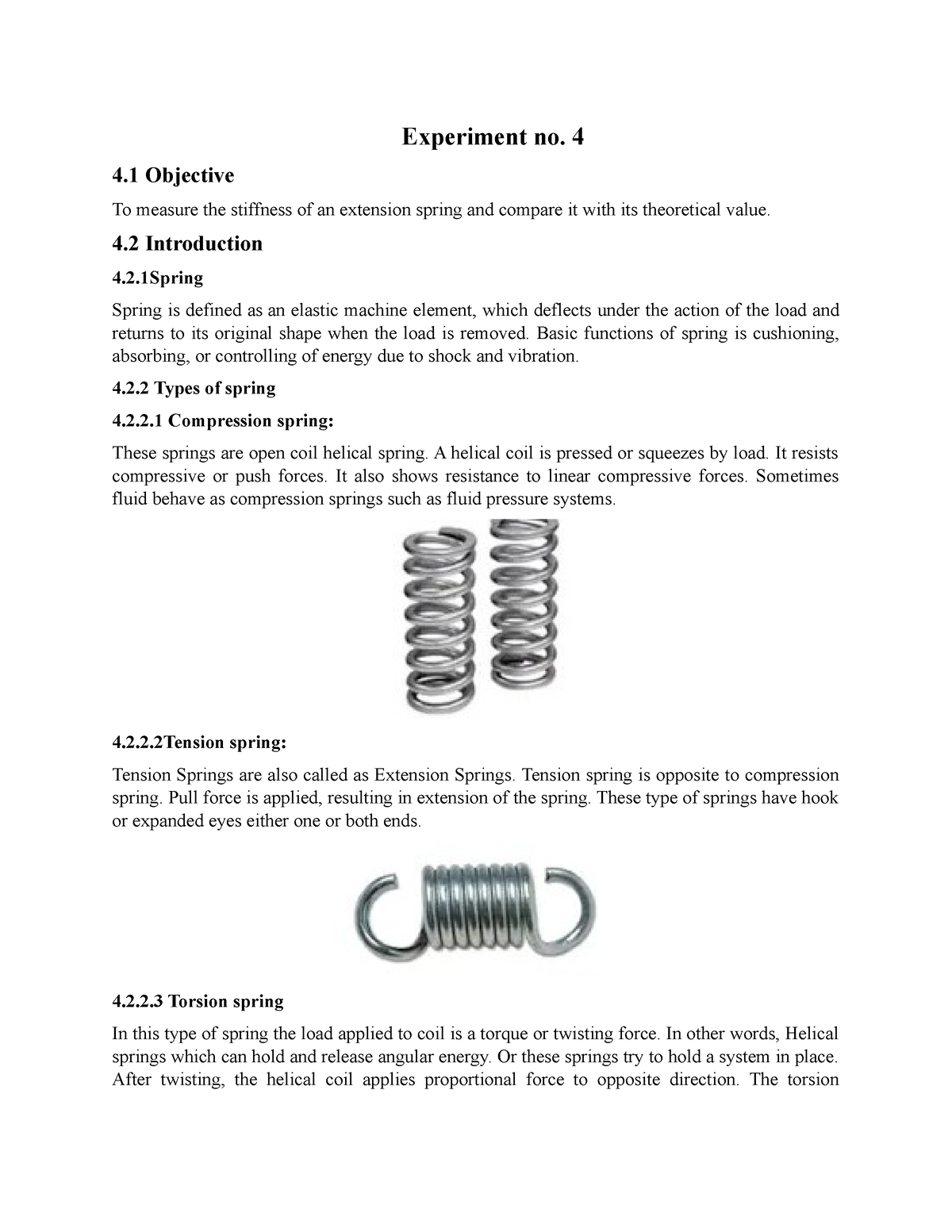 spring stiffness experiment