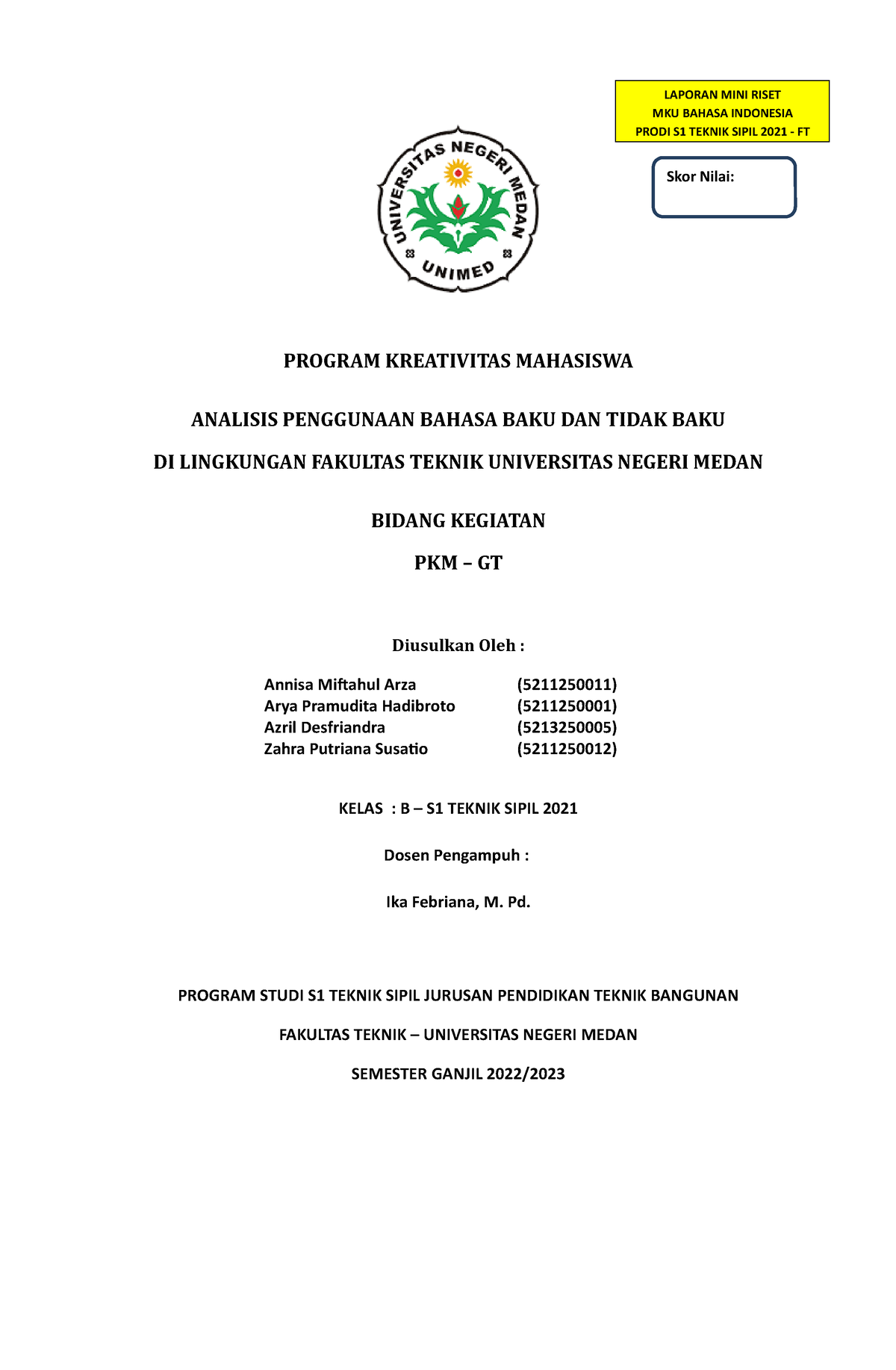 MR B. INDO - Mkalah Tentang Program Kreativitas Mahasiswa Analisis ...