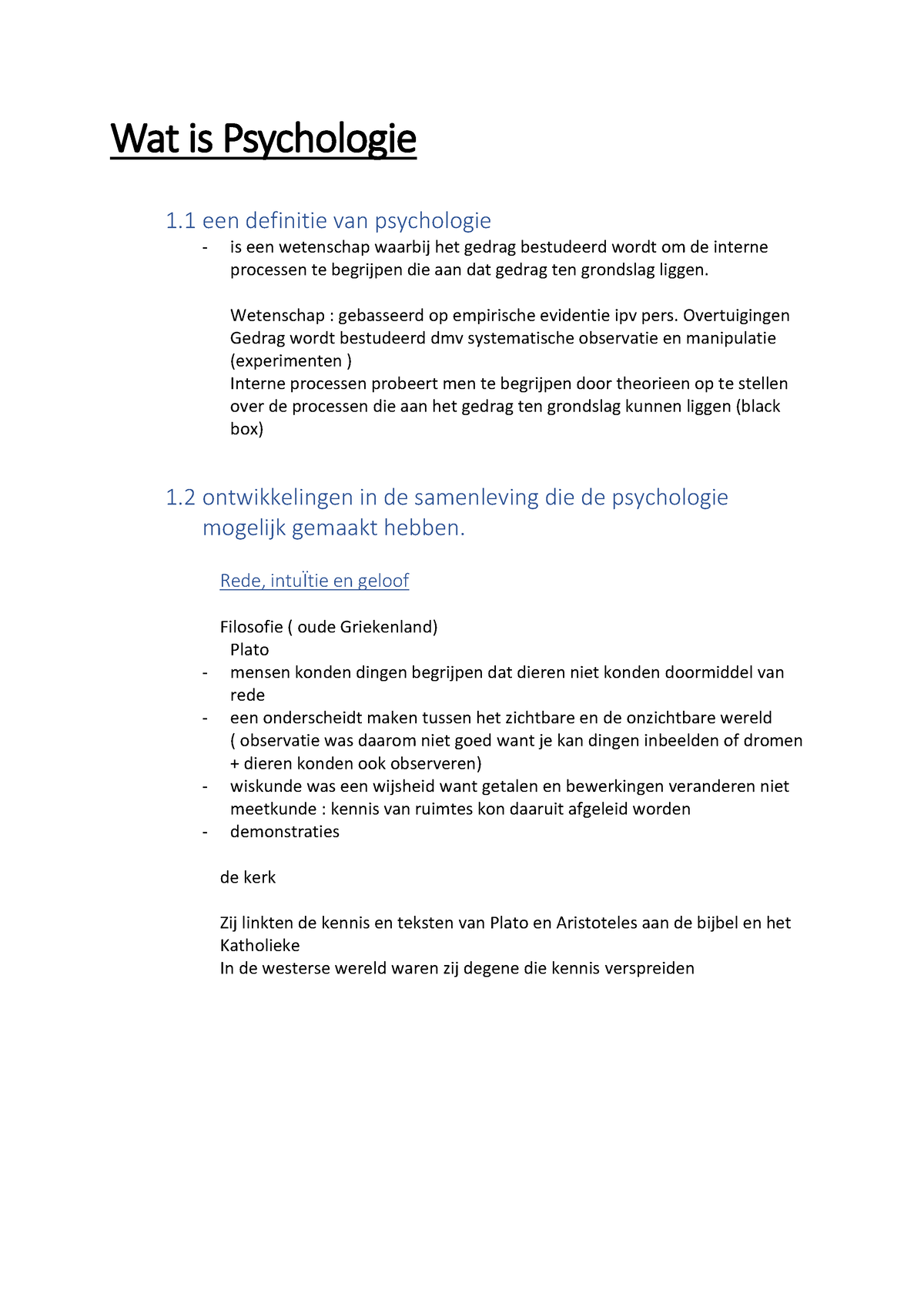 Hoofdstuk1-psychologie - Wat Is Psychologie 1 Een Definitie Van ...