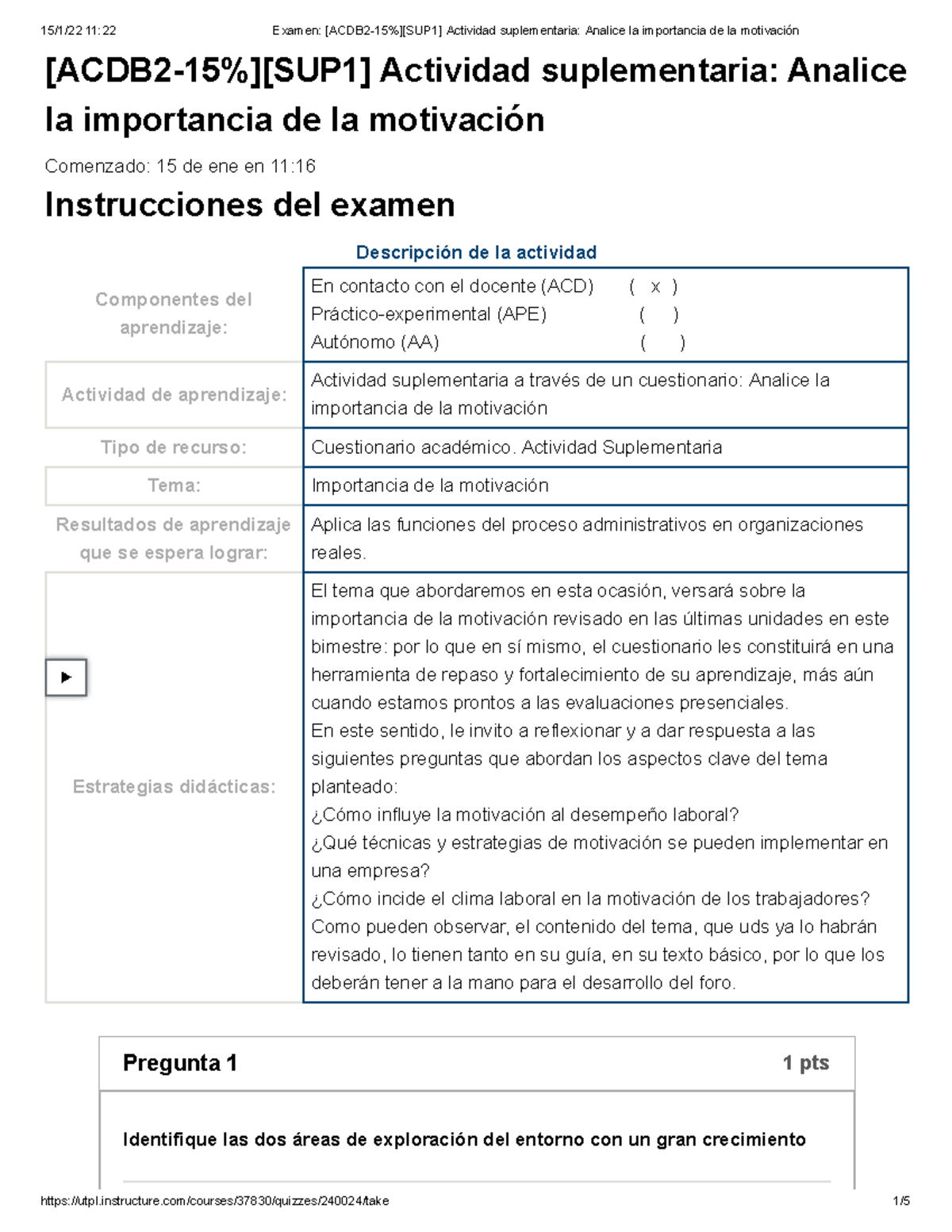 Examen Acdb Sup Actividad Suplementaria Analice La Importancia De La Motivaci N Studocu