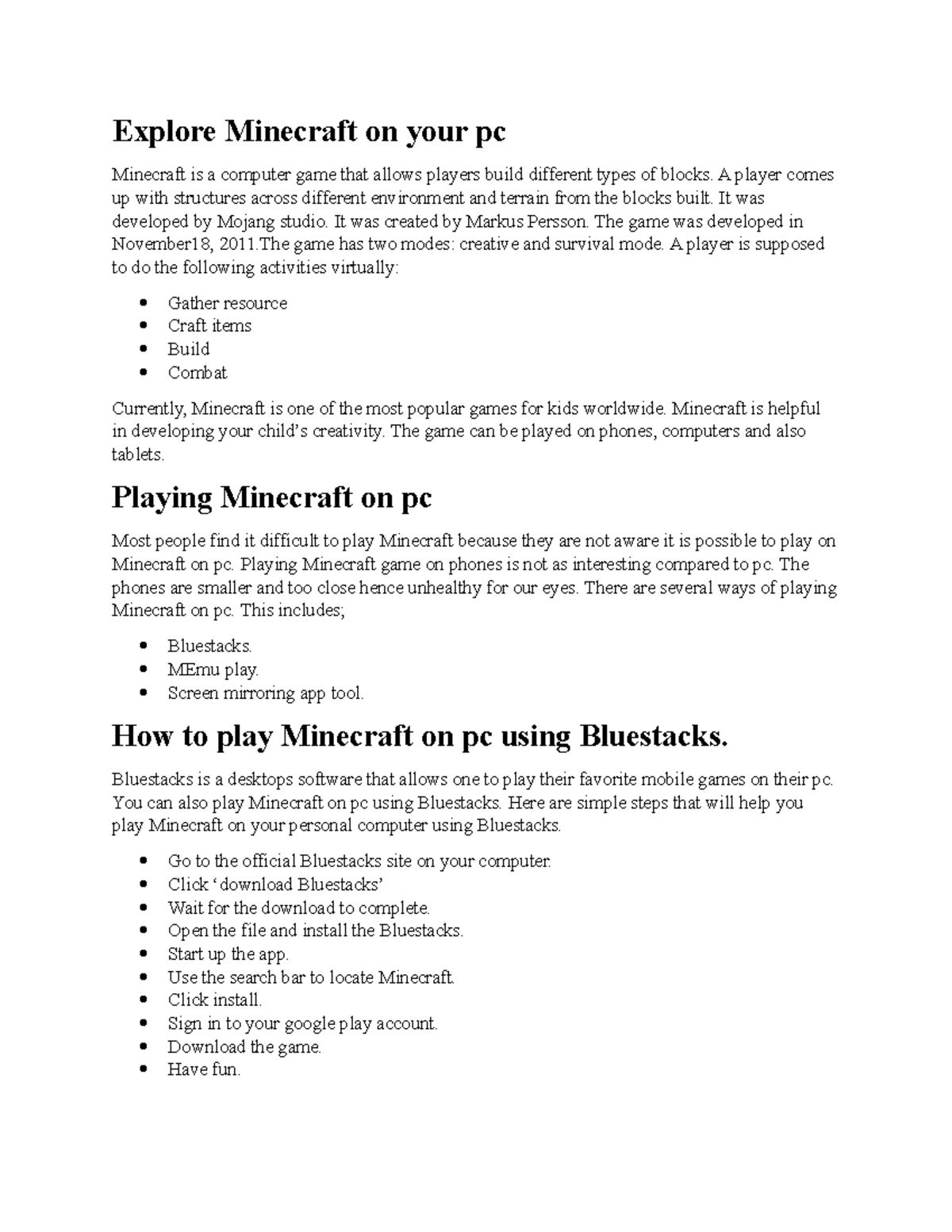 How to Play Minecraft on PC with Bluestacks