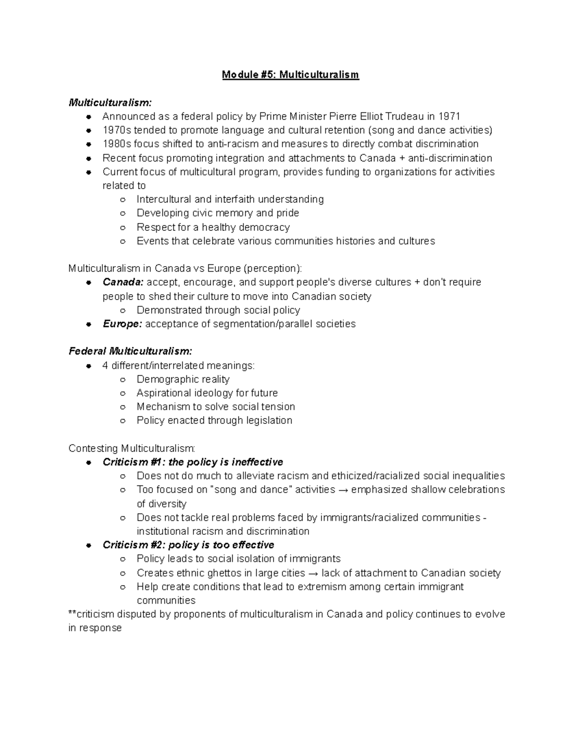 Module #5 Multiculturalism - Module #5: Multiculturalism ...