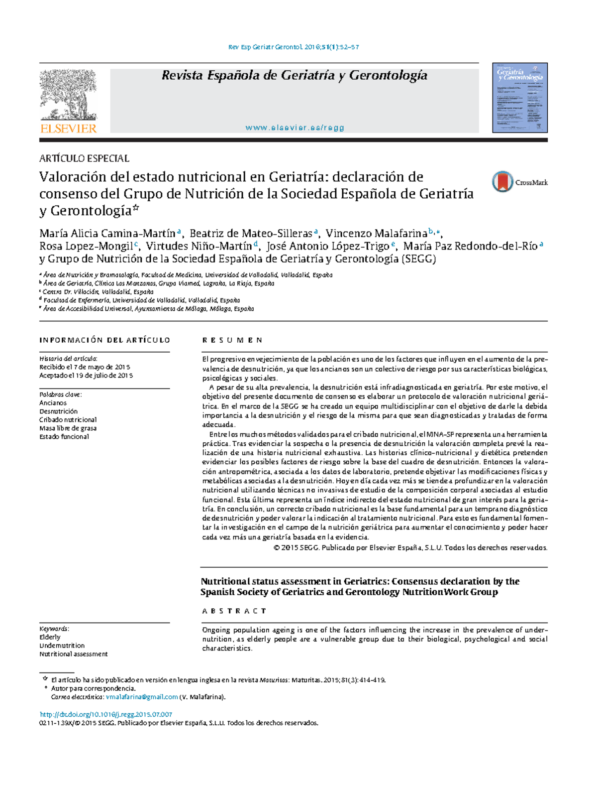 Valoracion-nutricional - Rev Esp Geriatr Gerontol. 2016;51(1):52– w w w ...