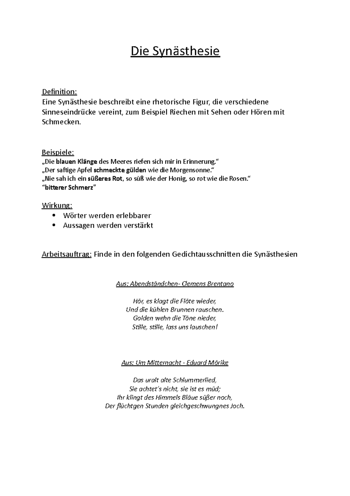 Synästhesie - 11.Klasse Gymnasium Bayern - Die Synästhesie Definition ...