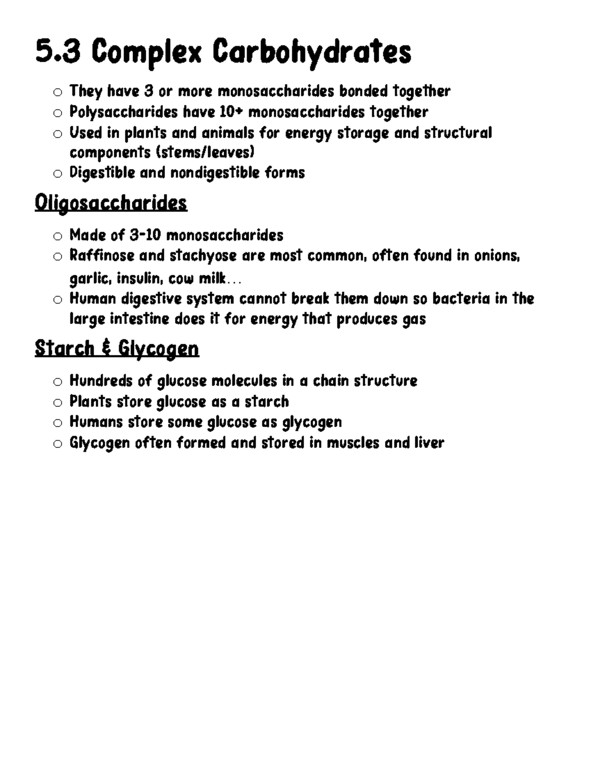 Nutrition 5.3 Complex Carbs 5 Complex Carbohydrates o They have 3 or