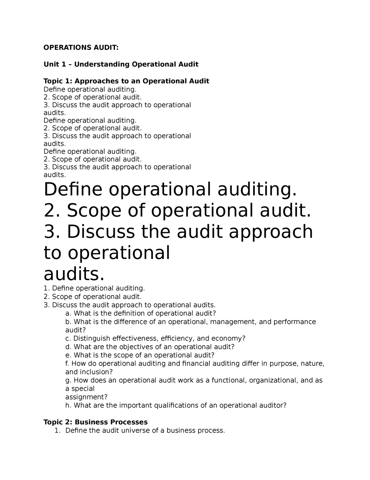 case study operations audit