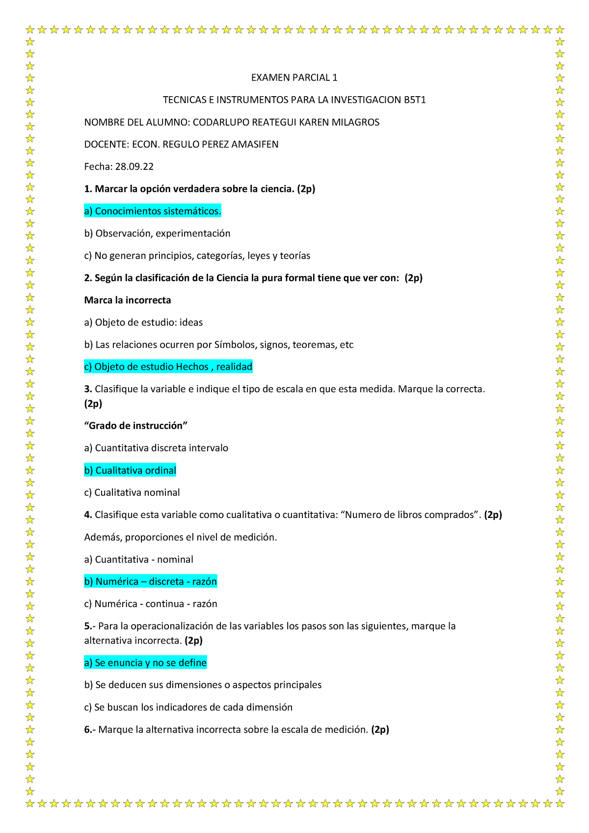 Examen Parcial 1 B5T1 - EXPO - EXAMEN PARCIAL 1 TECNICAS E INSTRUMENTOS ...