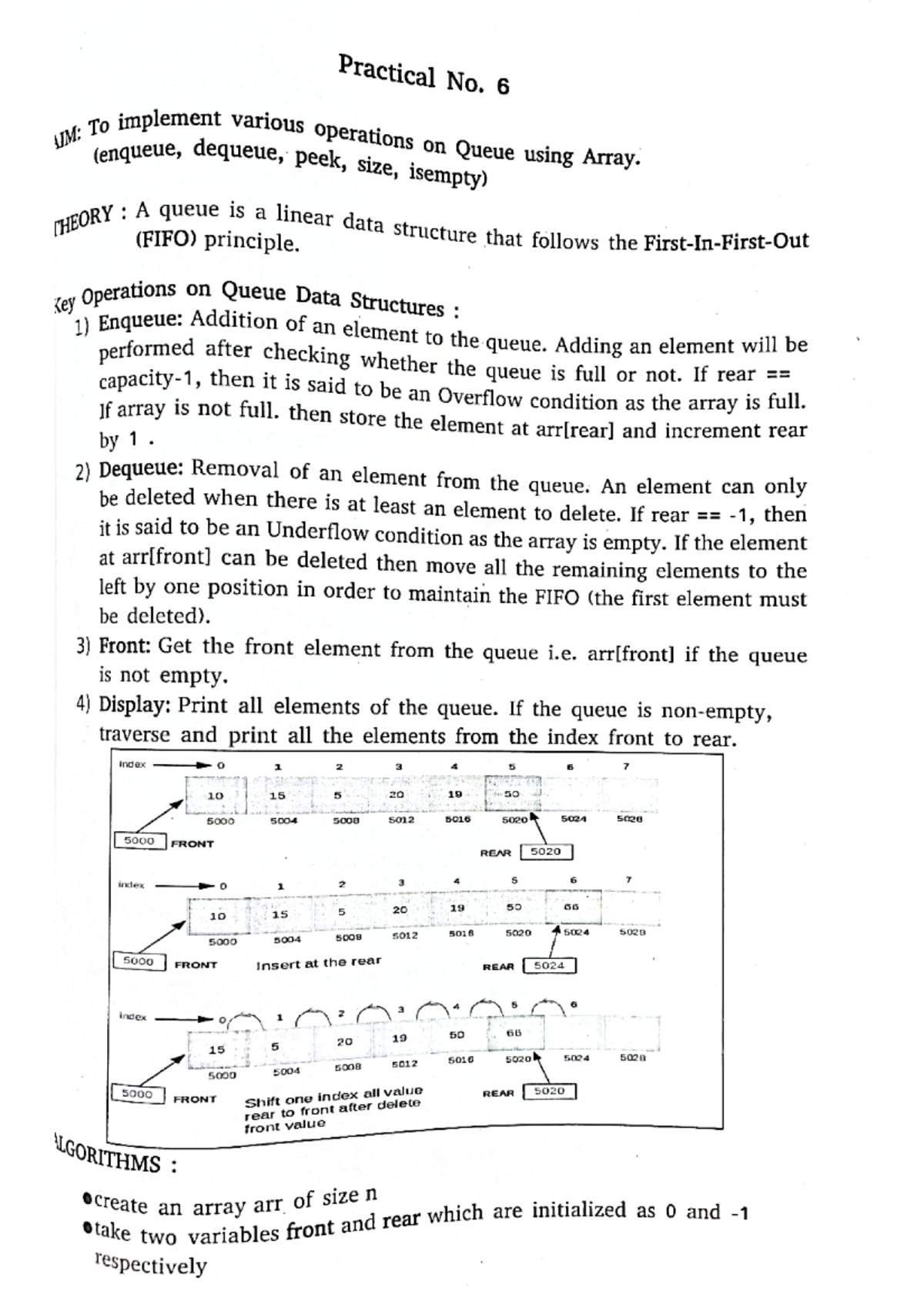 6 practical - Practical No. 6 AIM: TO (enqueue, implement dequeue ...