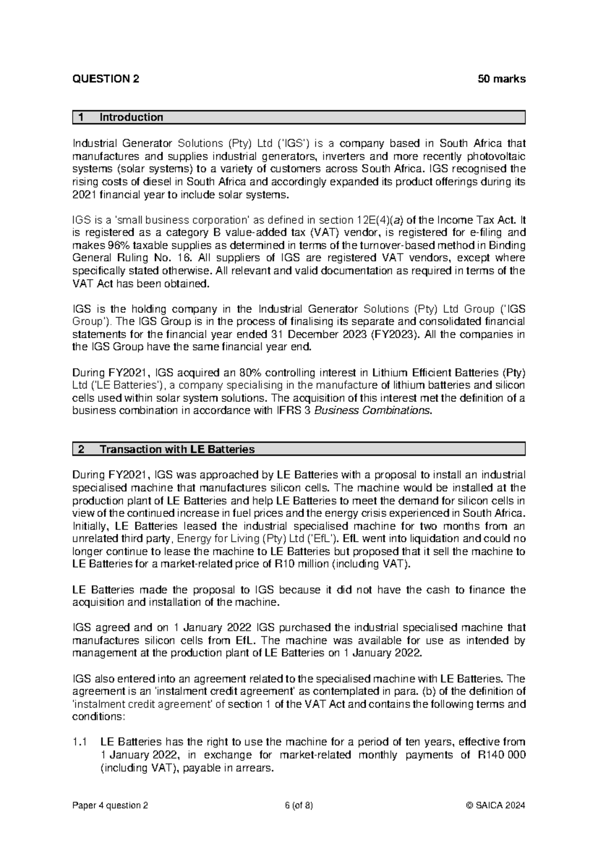 ITC January 2024 Paper 4 Question 2 GLS Paper 4 question 2 6 (of 8