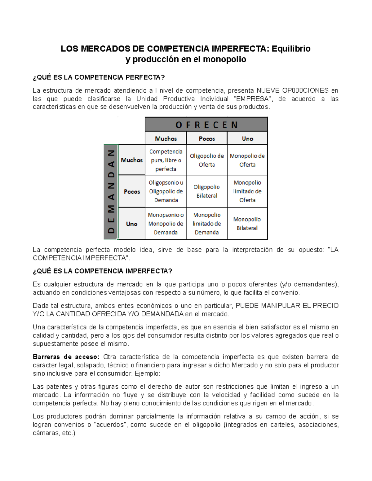 LOS Mercados DE Competencia Imperfecta - LOS MERCADOS DE COMPETENCIA ...