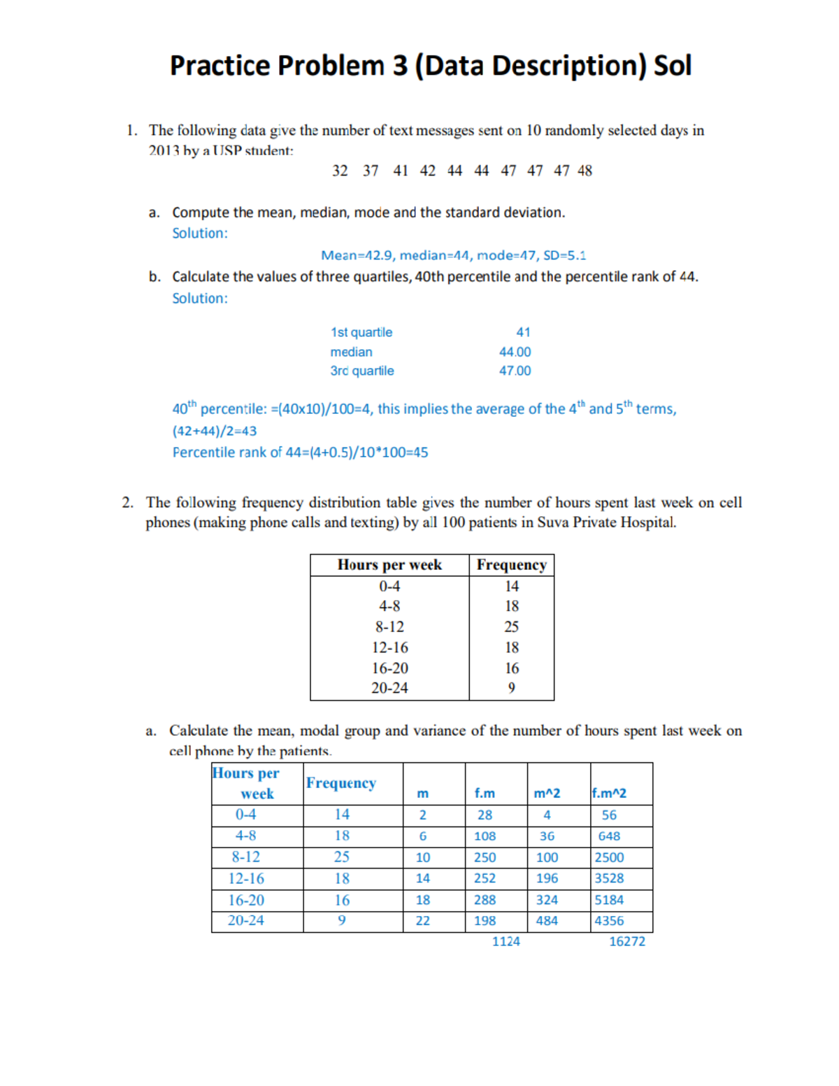 Prac. Prob 3 (Data Description Sol) - Basic Statistics - Studocu