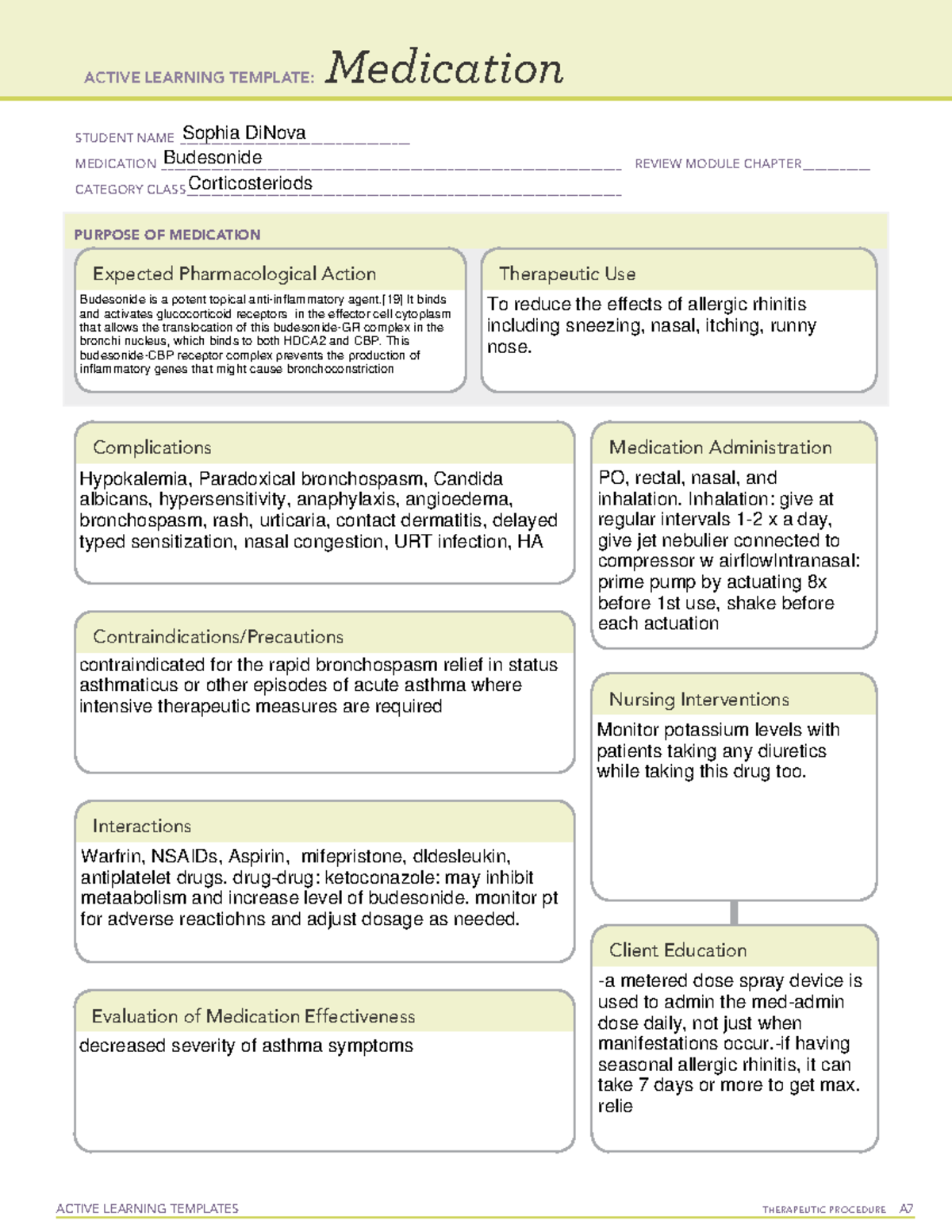 Budesonide med card n.a ACTIVE LEARNING TEMPLATES THERAPEUTIC