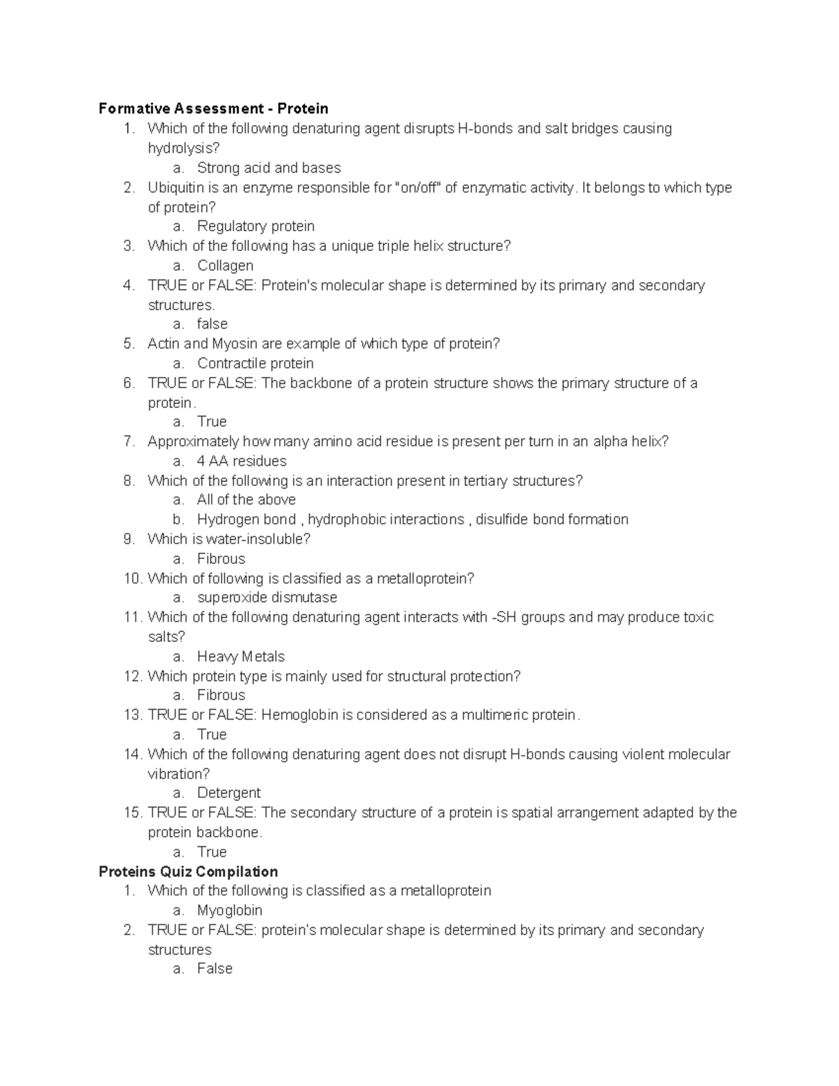 Biochem Lec Qs - A list of questions with answers - Formative ...