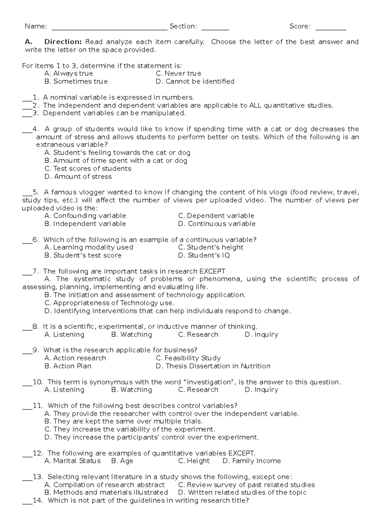 Summative test 2 - statistics and probability - Name ...