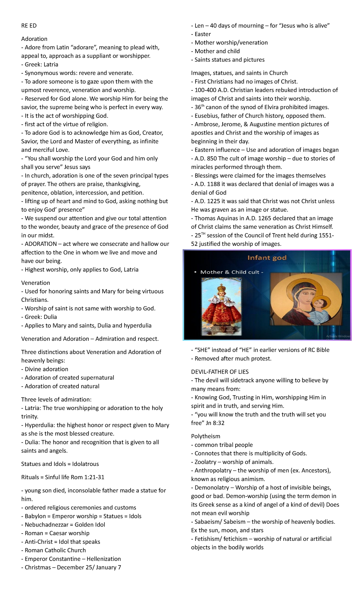 RE ED - notes - RE ED Adoration Adore from Latin “adorare”, meaning to ...