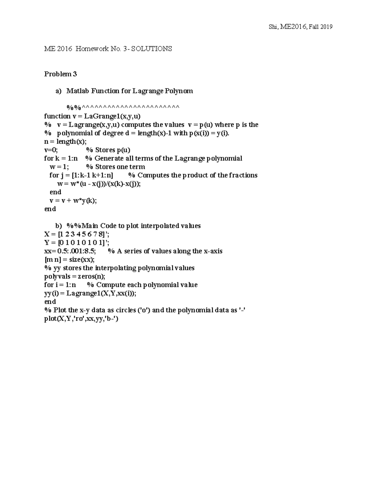 HMWK3 Pb3-4 Solution - ME 2016 Homework No. 3- SOLUTIONS Problem 3 A ...