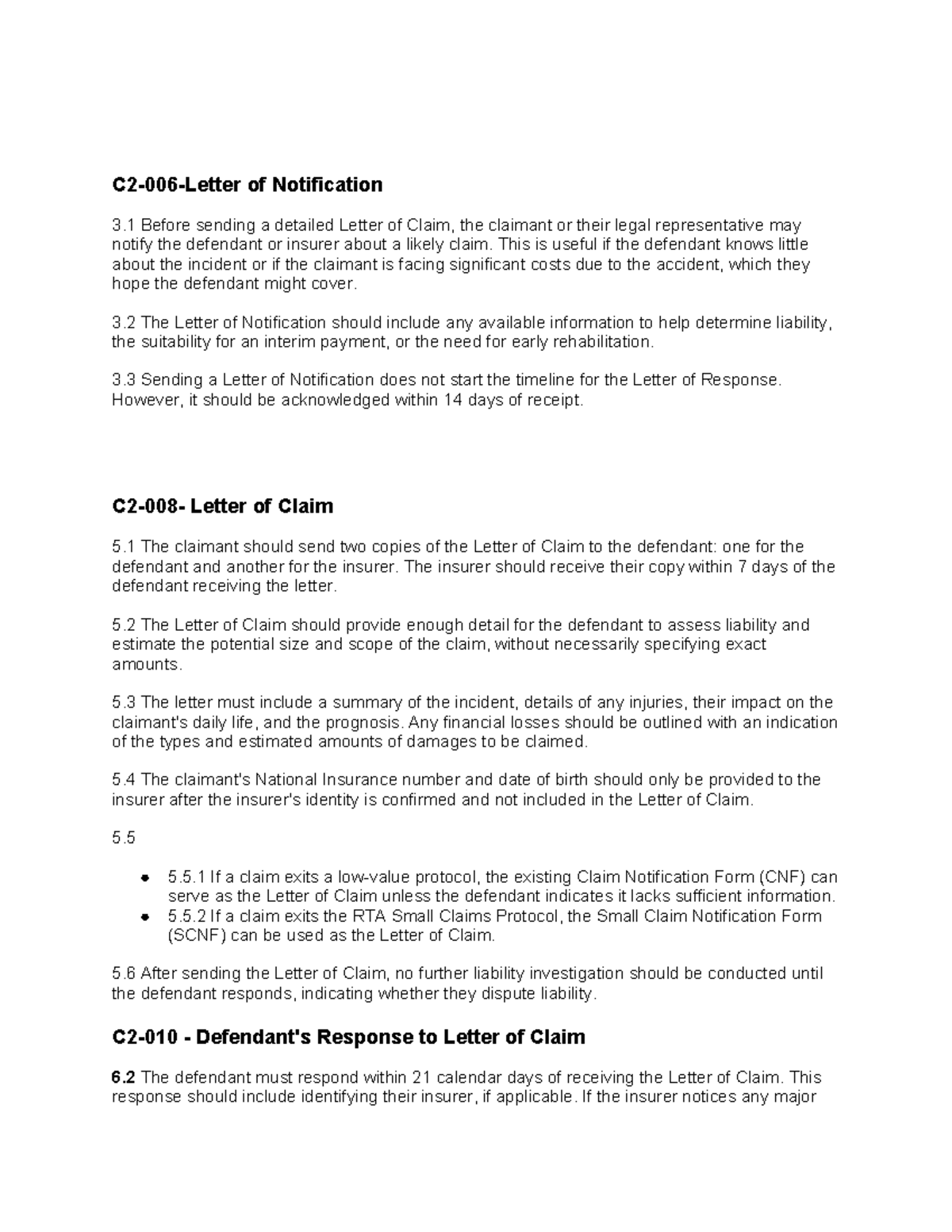 Civil (3) Pre action conduct - C2-006-Letter of Notification 3 Before ...