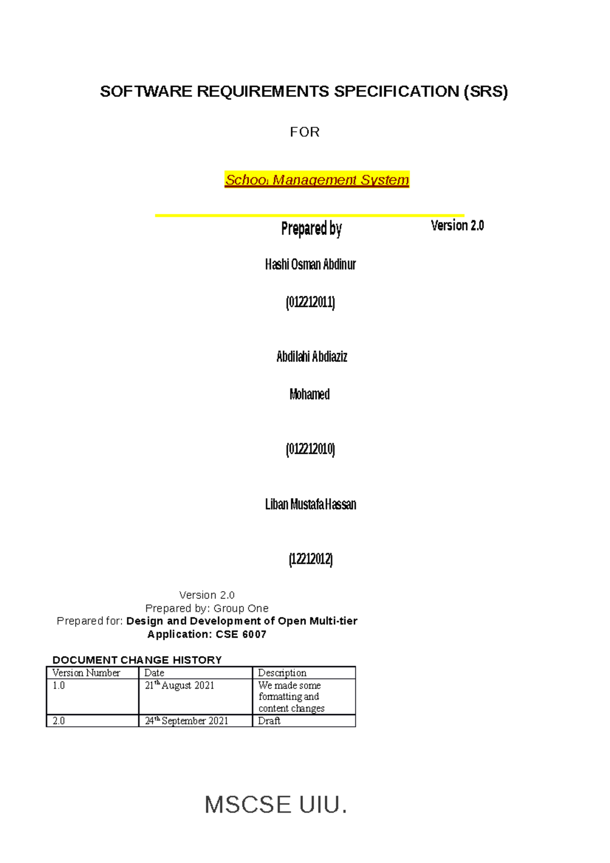 SRS For School Managment System - SOFTWARE REQUIREMENTS SPECIFICATION ...