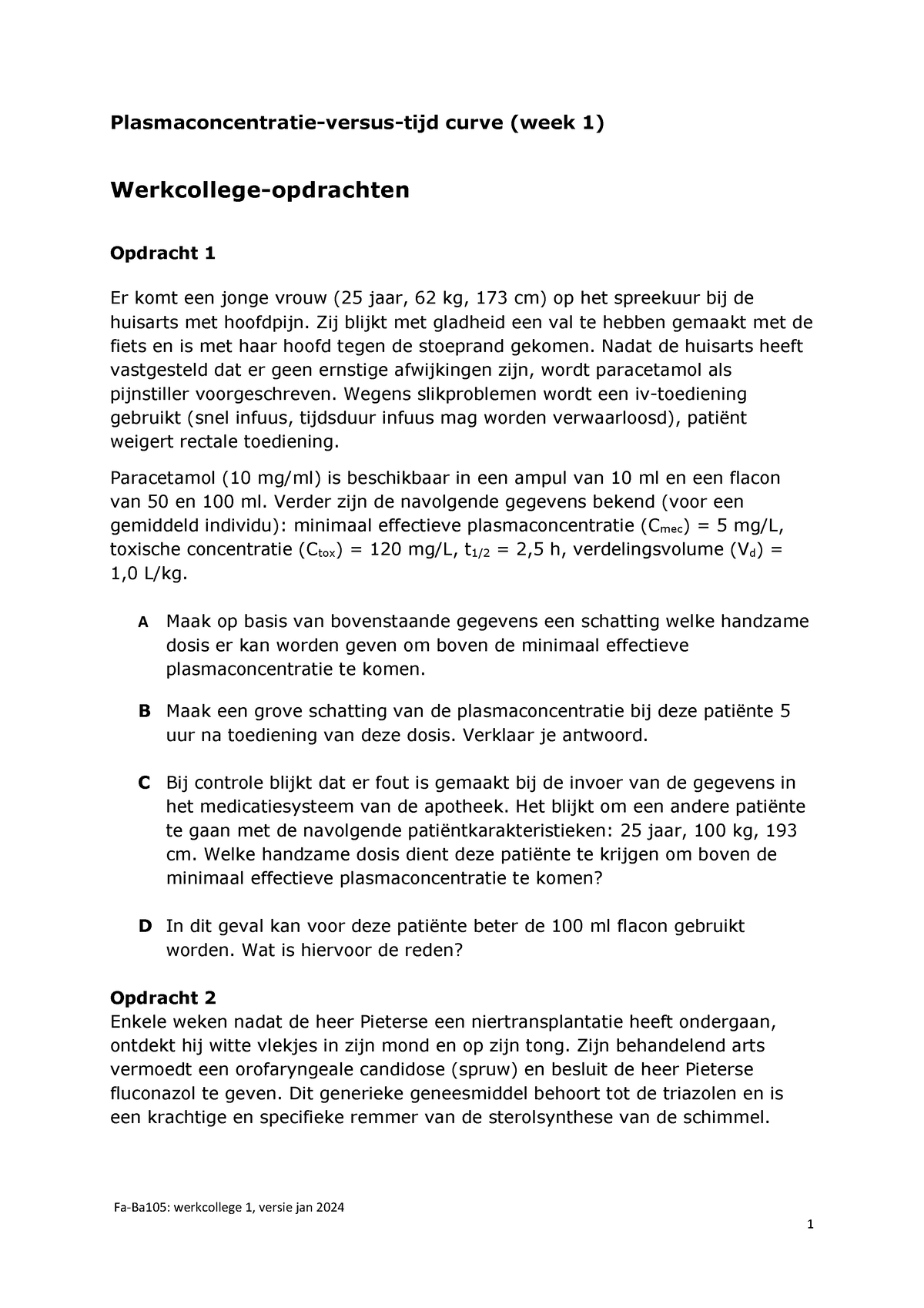 FA-BA105 Week 1 Werkcollege-opdrachten 2024 Student - Fa-Ba105 ...