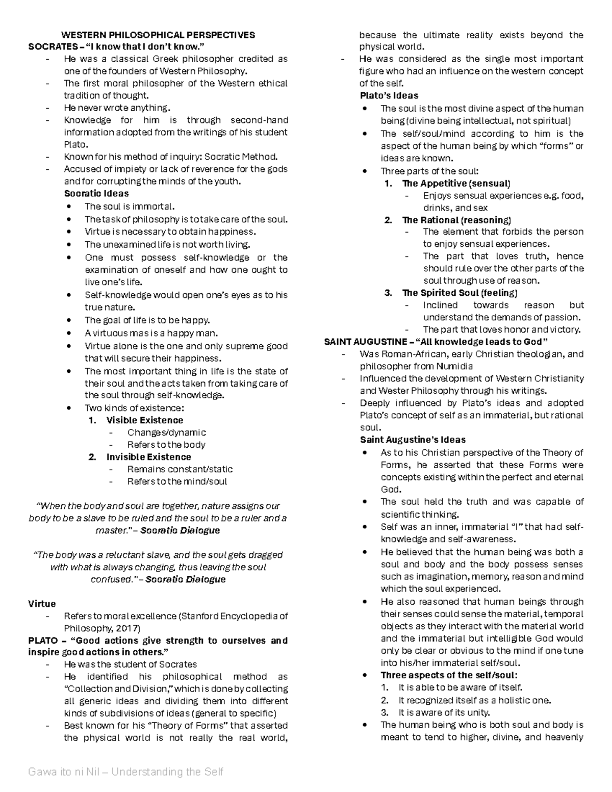 UTS Reviewer Lesson 1 2 - hjhhjjjjjj - WESTERN PHILOSOPHICAL ...