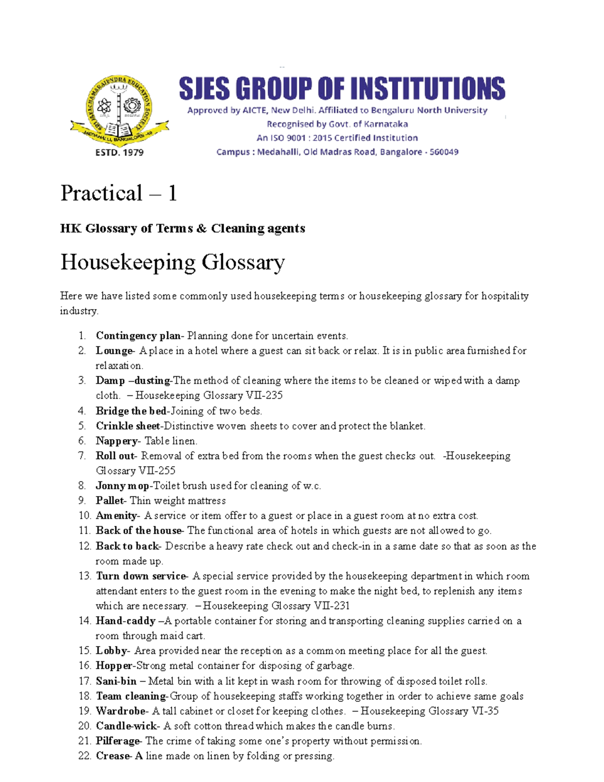 Lab Manual for 8th sem HK Practical 1 HK Glossary of Terms