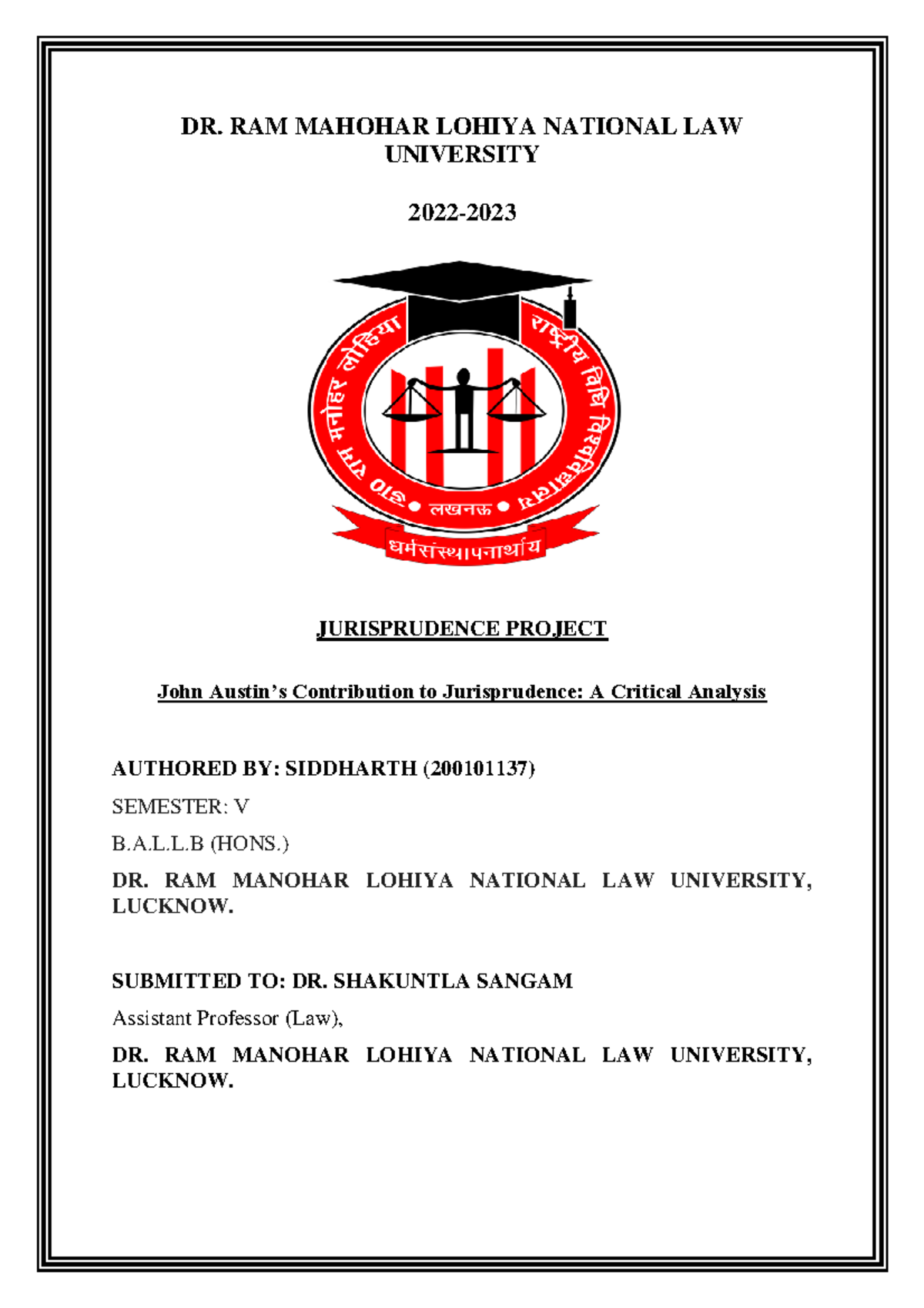 Jurisprudence 2001 01137 DR. RAM MAHOHAR LOHIYA NATIONAL LAW
