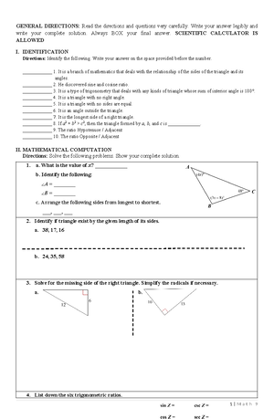 MATH 8 QA 4Q - Grade 8 Math 1st Quarter - Morning Dew Montessori Fourth ...