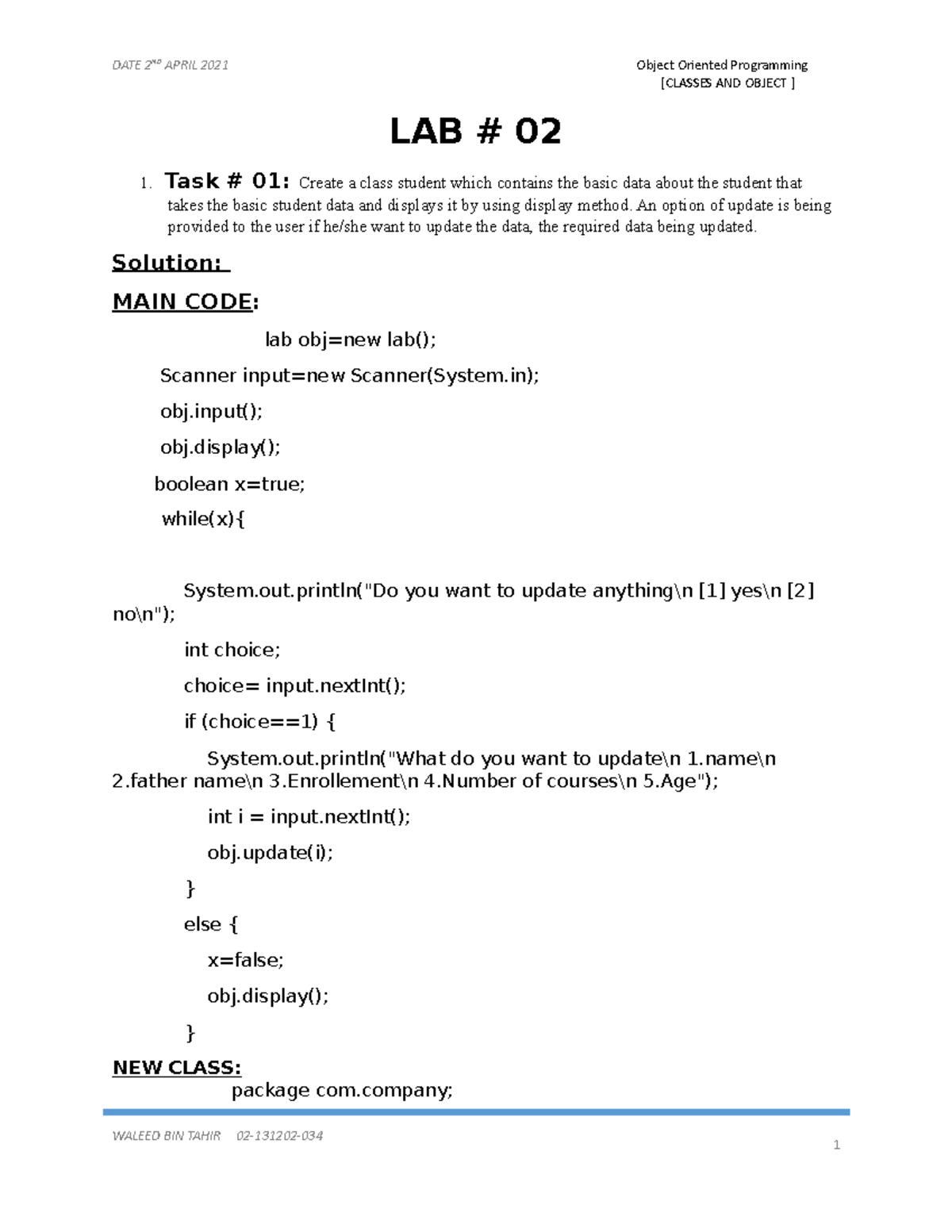 Lab 2 - this OS assignment contains lab 2 WITH SOLUTION - [CLASSES AND ...