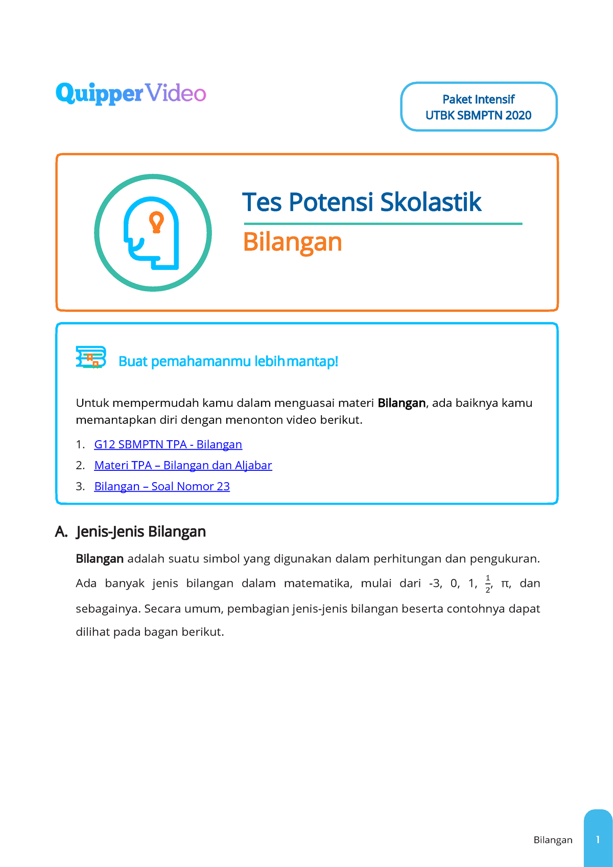 Materi PK TPS UTBK Lengkap ( Sfile - Bilangan 1 A. Jenis-Jenis Bilangan ...