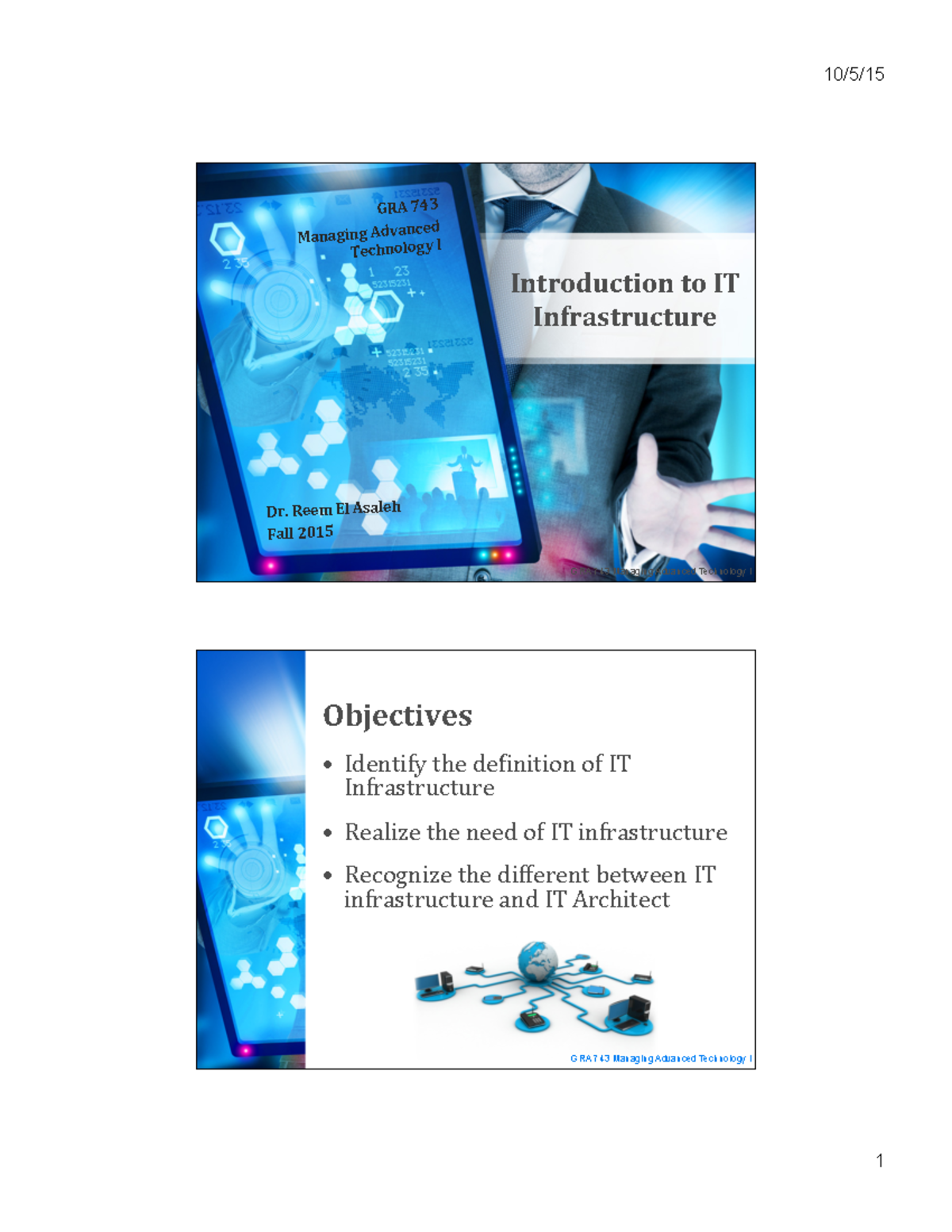 Managing Advanced Technology - Lecture Slides - wk1 - GRA 743 vanced ...