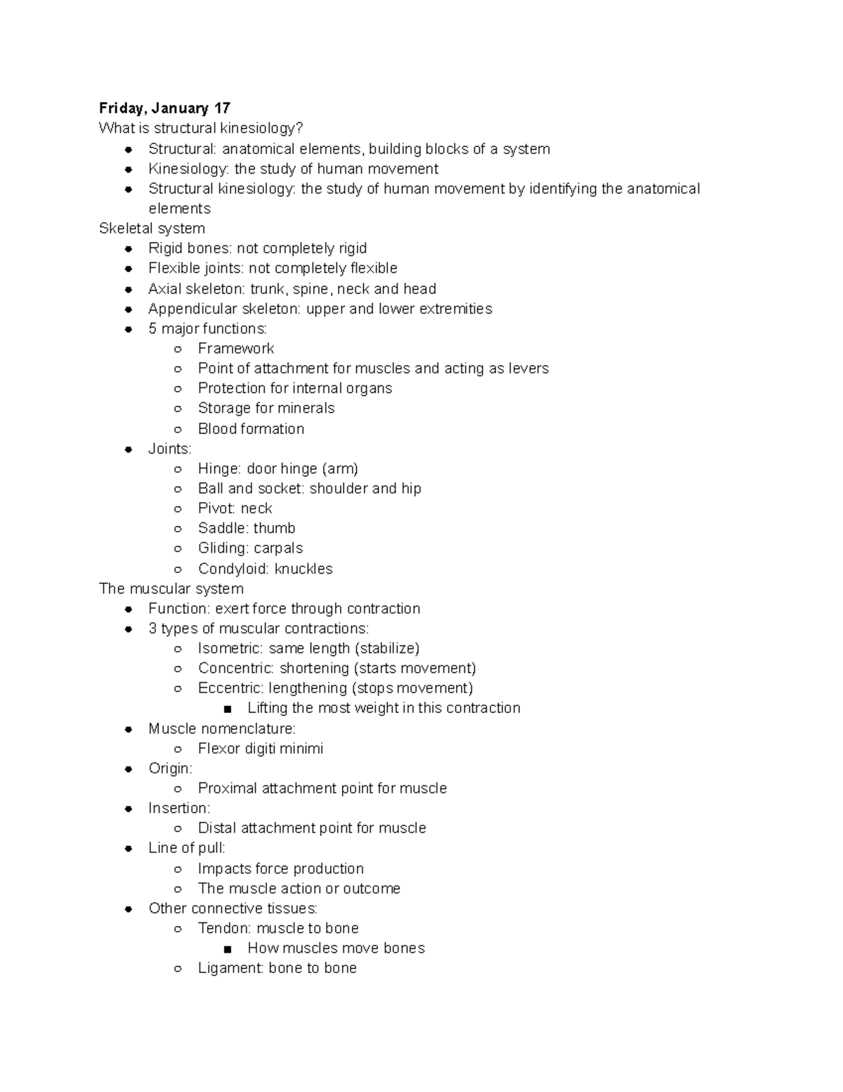 Kine 2850 - notes - Friday, January 17 What is structural kinesiology ...