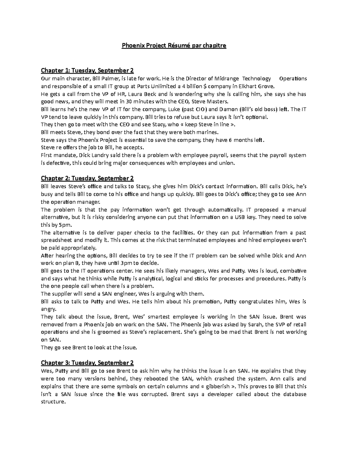Phoenix Project - Résumé complet par chapitre - Phoenix Project Résumé ...