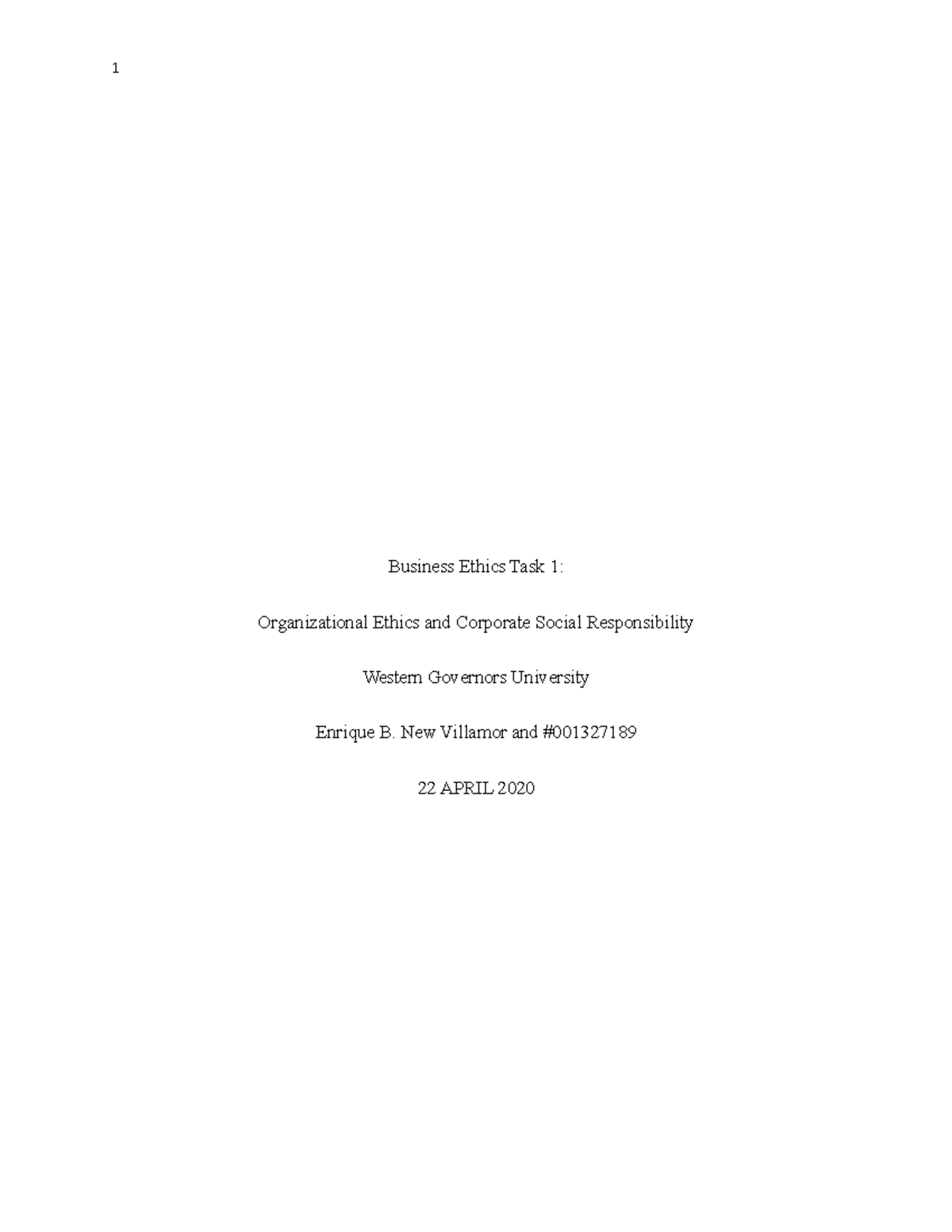 C717 Task 1 Final Draft - Grade: B - Business Ethics Task 1 ...