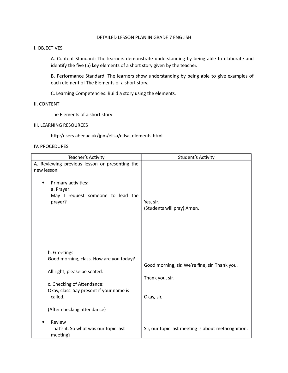 DLP IN Grade 7 English - DETAILED LESSON PLAN IN GRADE 7 ENGLISH I ...